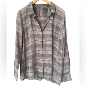 Merrell | Mens Button Down Sheer Plaid Long Sleeve Shirt